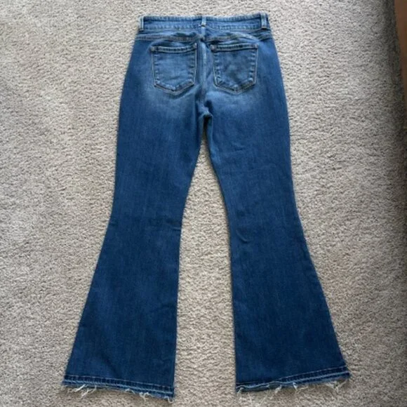 KanCan Johns Creek High Rise CrossOver Waist Flare Blue Jeans size 13/30 - Picture 5 of 9